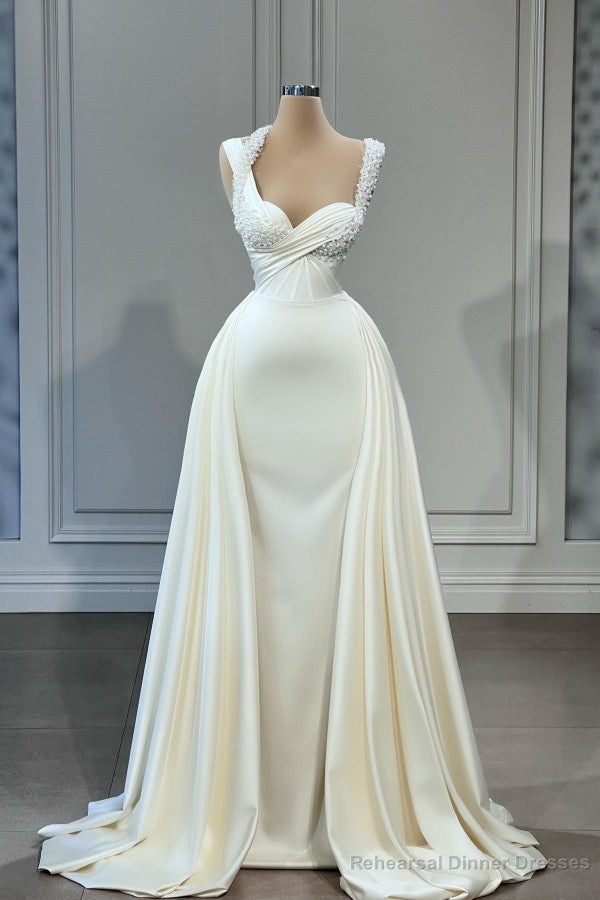 Mermaid Halter Sweetheart Beaded Floor-length Sleeveless With Side Train Prom Dress Main image