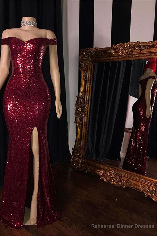 Mermaid Halter-v-neck Or Portrait Front Slit Floor Length Paillette Prom Dress Secondary image