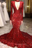 Mermaid High Neck Long Sleeves Evening Prom Dress