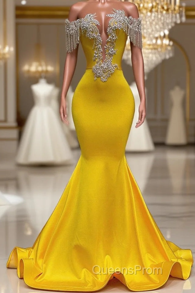 Mermaid Jewel Beading Applique Floor-length Sleeveless Open Back Evening Prom Dress