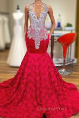 Mermaid Jewel Lace Sequined Applique Sleeveless Floor-length Evening Prom Dress