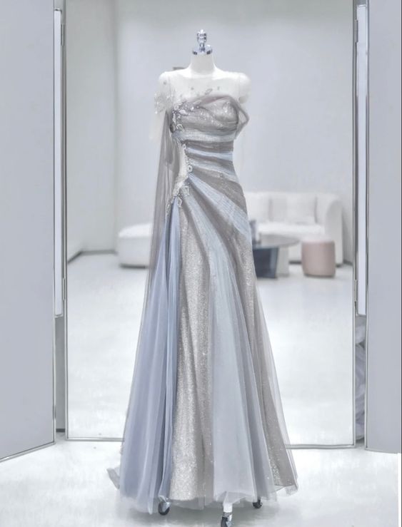 Mermaid Long Classy Prom Dress Tulle Classy Evening Dress