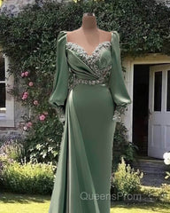 Mermaid Long Sleeve Satin Formal Gown