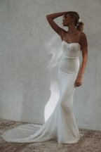 Mermaid Modest Spaghetti Straps Sparkly Long Beach Classy Prom Dress
