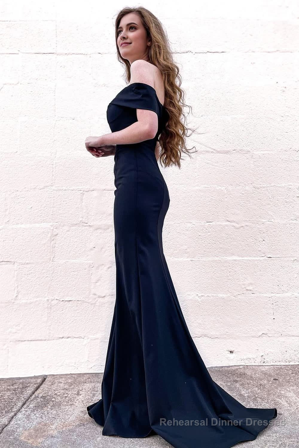 Mermaid Off the Shoulder Black Long Prom Dress with Train Secondary image