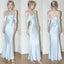 Mermaid Off The Shoulder Floor-Length Sleeveless Light Sky Blue Classy Prom Dress