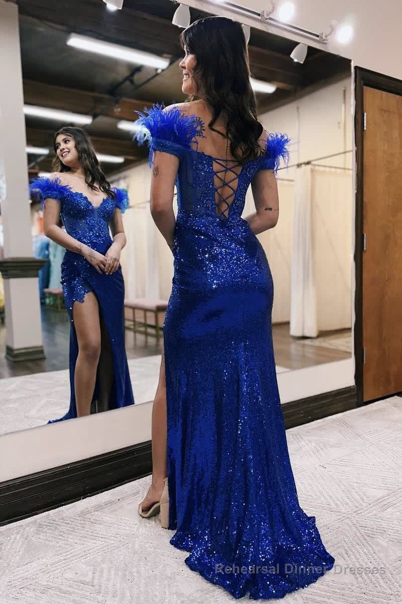 Mermaid Off the Shoulder Sequin Lace Prom Dress Secondary image