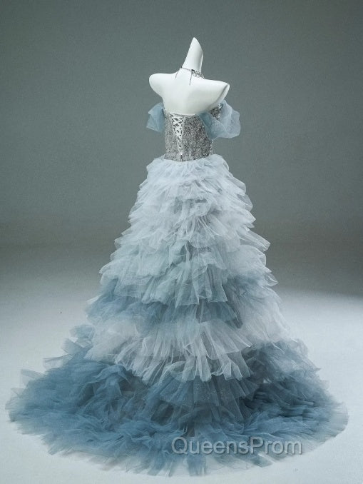 Mermaid Off-The-Shoulder Tulle Sequin Long Ball Gown, Elegant Rhinestone Evening Gown