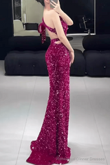 Mermaid One Shoulder Sequin Party Dress Long Prom Dress