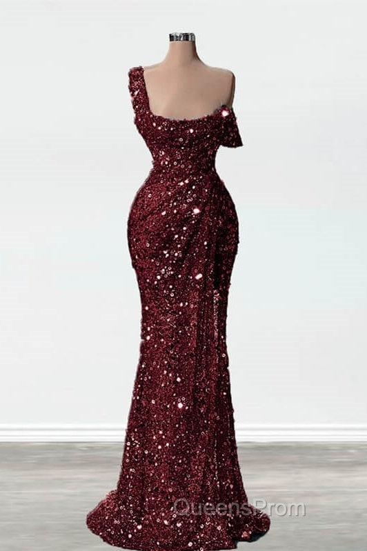 Mermaid One Shoulder Slit Sequin Evening Prom Dress Secondary image
