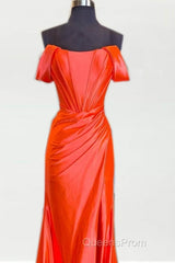 Mermaid Orange Off The Shoulder Dress