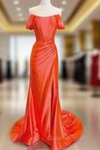 Mermaid Orange Off The Shoulder Dress