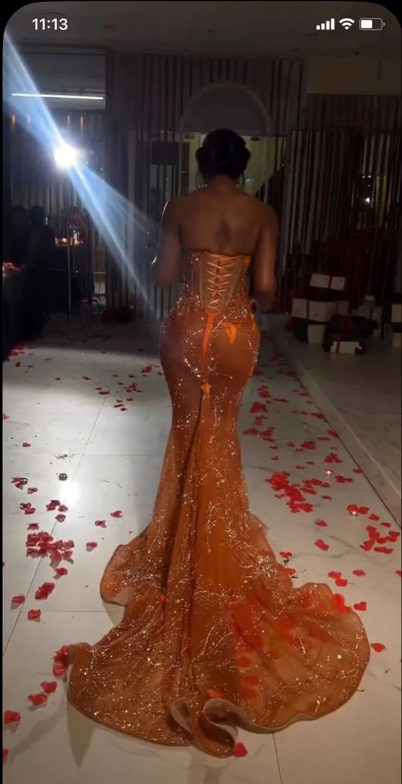 Mermaid Orange Classy Prom Dress Sleeveless 17Th Birthday Outfits Secondary image