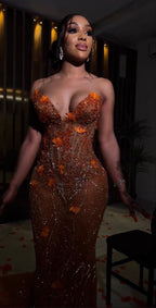 Mermaid Orange Classy Prom Dress Sleeveless 17Th Birthday Outfits