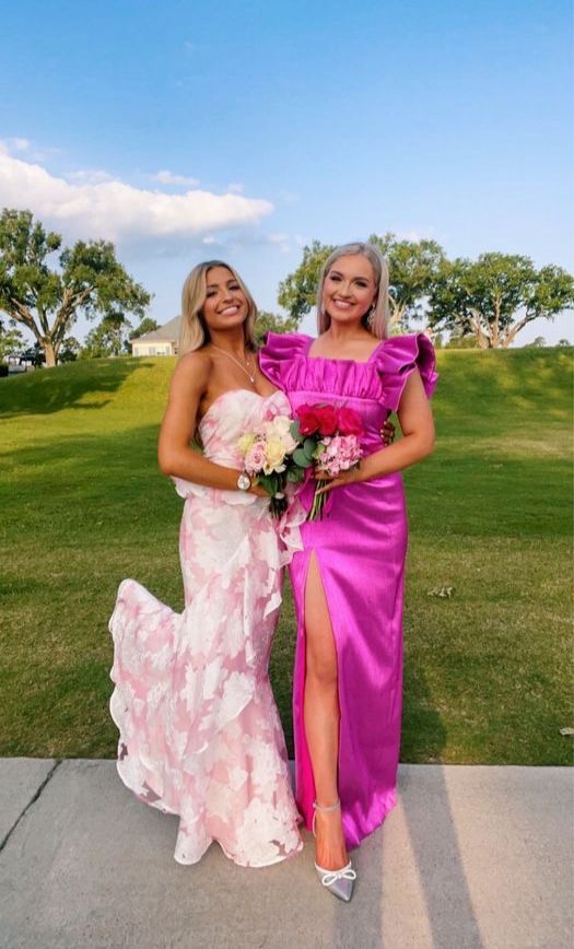 Pink Fashion Elegant Off-Shoulder Printed Floral Mermaid Slim Fit Long Ruffled Ball Gown Classy Evening Dress Classy Party Dress Secondary image