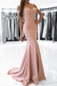 Mermaid Pink Off-The-Shoulder Formal Dress Simpe Elegant Long Evening Dress