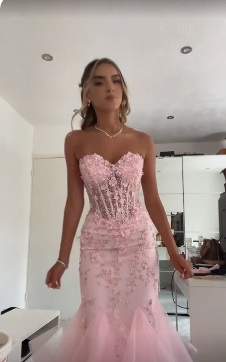 Mermaid Pink Tulle Long Classy Prom Dress, Classy Evening Classy Dress