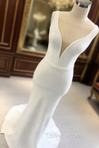 Mermaid Plunging Satin Wedding Dress