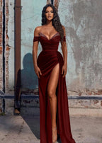 Mermaid Prom Dress Satin Long Fromal Dress with Split