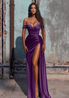 Mermaid Prom Dress Satin Long Fromal Dress with Split