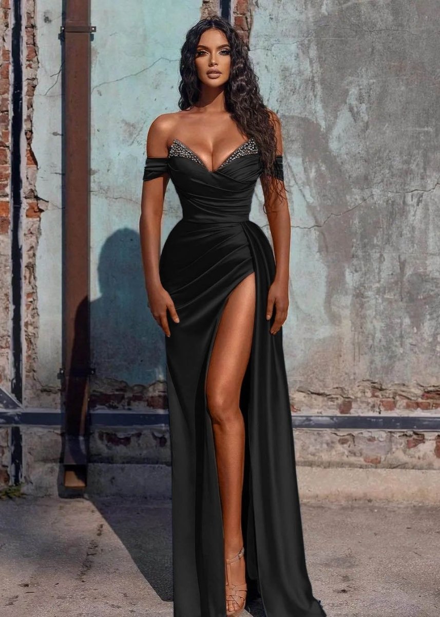Mermaid Prom Dress Satin Long Fromal Dress with Split