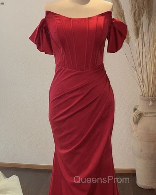 Mermaid Red Satin Corset Dress Off The Shoulder Secondary image