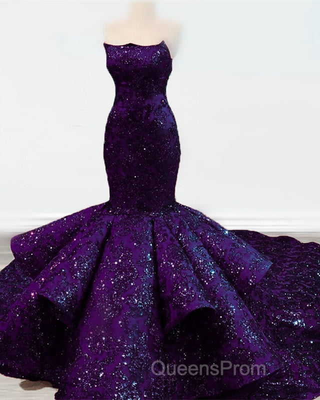 Mermaid Ruffles Strapless Sequins Pattern Dress Secondary image