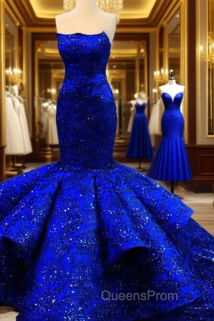 Mermaid Ruffles Strapless Sequins Pattern Dress Main image