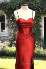 Mermaid Rust Orange Satin Dress