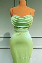 Mermaid Sage Green Spandex Dress Cowl Neck