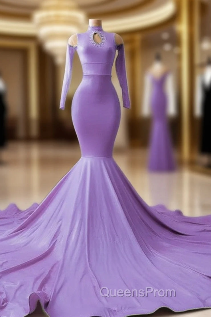 Mermaid Satin Cold Shoulder Evening Prom Dress Main image