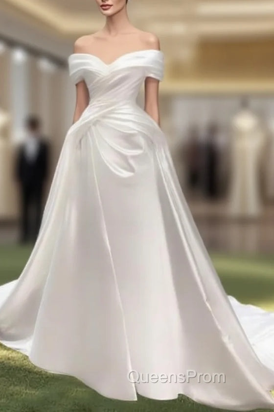 Mermaid Satin Off The Shoulder Wedding Dress Main image
