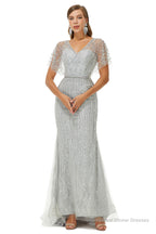 Mermaid Sequins Beading V-neck Prom Dresses