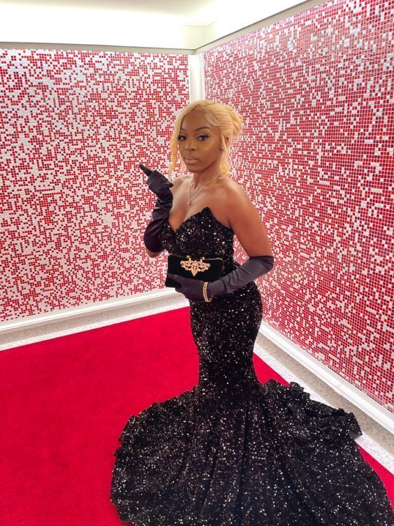 Mermaid Sequins Black Long Classy Prom Dress 22Th Birthday Outfits With Sleeves Main image