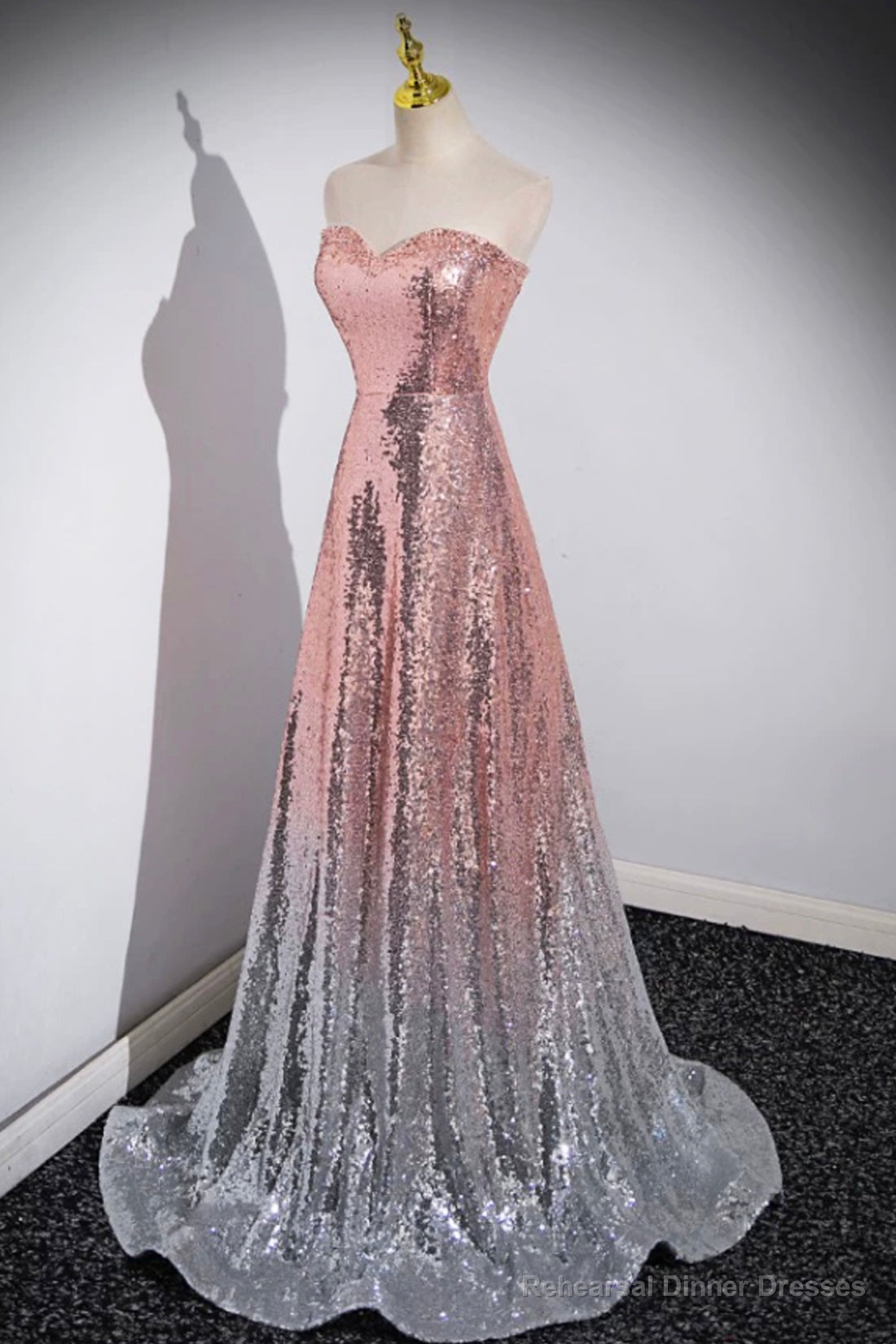 Mermaid Sequins Long Prom Dress, Sparkling Sweetheart Neckline Ombre Evening Dress Main image