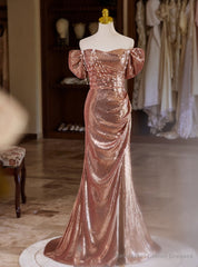 Mermaid Sequins Pleats Off the Shoulder Prom Dress