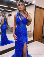 Mermaid Sequins Tulle Prom Dress with Slit