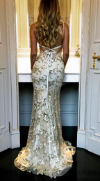 Sexy Mermaid Gold Sequin Tulle Long Backless Classy Prom Dress Classy Evening Dress
