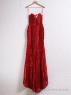 Mermaid Spaghetti Straps Appliques Prom Dress with Slit