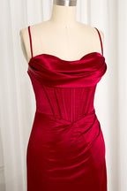 Mermaid Spaghetti Straps Floor Length Classy Prom Dress With Slit 21St Birthday Outfit