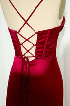 Mermaid Spaghetti Straps Floor Length Classy Prom Dress With Slit 21St Birthday Outfit