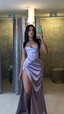 Mermaid Spaghetti Straps Floor Length Classy Prom Dress With Slit 21St Birthday Outfit