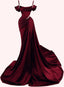 Mermaid Spaghetti Straps Wine Red Long Classy Prom Dress