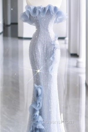 Mermaid Strapless Blue Sequin Evening Prom Dress Evening Dress Secondary image