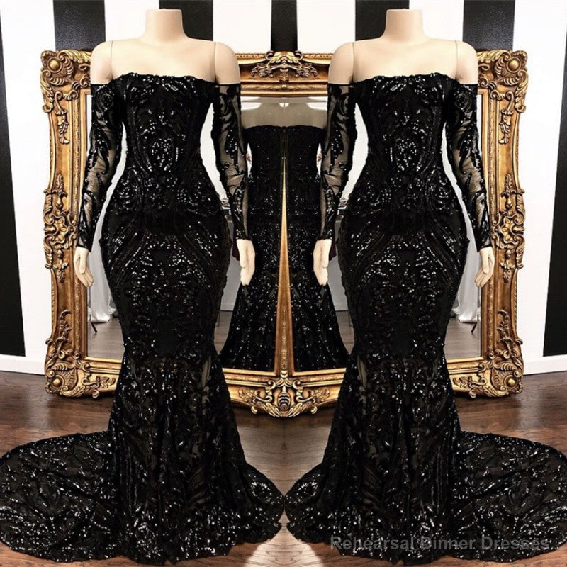Mermaid Strapless Court Length Long Sleeve Beaded Paillette Embroidery Prom Dress Secondary image