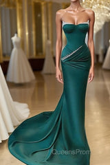 Mermaid Strapless Floor-length Sleeveless Open Back Evening Prom Dress