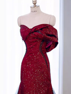 Mermaid Strapless Long Burgundy Classy Prom Dress