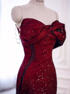 Mermaid Strapless Long Burgundy Classy Prom Dress