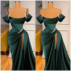 Mermaid Strapless Burgundy Long Slit Classy Prom Dress Classy Evening Dress