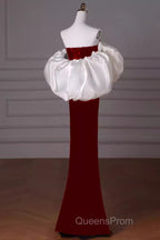 Mermaid Strapless Red Evening Prom Dress Long Party Dress